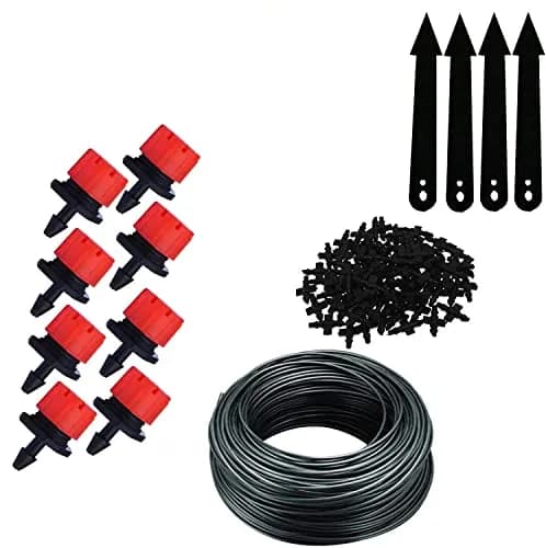 PEP Solution Drip Irrigation Garden Watering Plants KIT Feeder Line Supply 4mm Drip Emitters, Pin Connectors &amp; Emitter Stacks